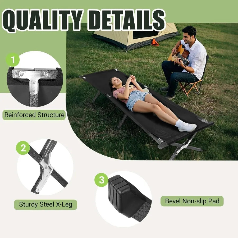 Camping Cot Cots for Sleeping with Storage Bag Portable and Lightweight Sleeping Cot for Outdoor Traveling Hiking Office Nap Ea