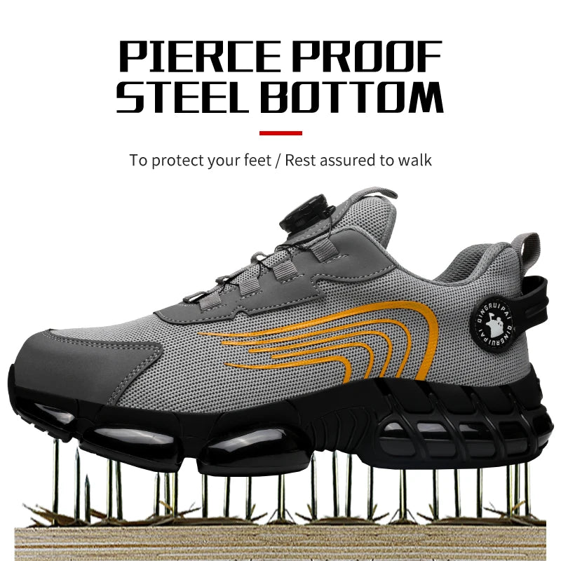 Steel toe cap, non-lacing, anti-impact and anti-puncture casual work shoes