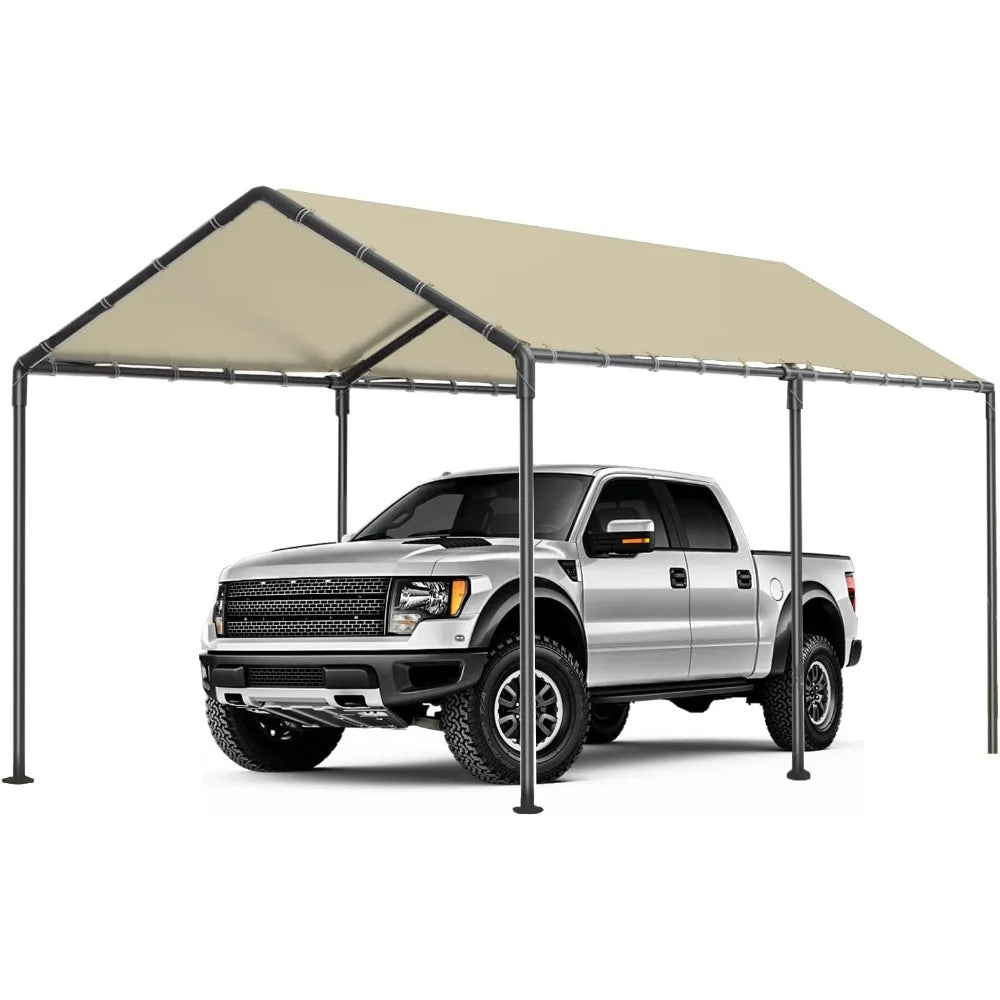 Carport 10x20ft Heavy Duty Car Tent, Portable Garage, Car Shelter, All-Season Tarp Tent for Car, Party,Beige