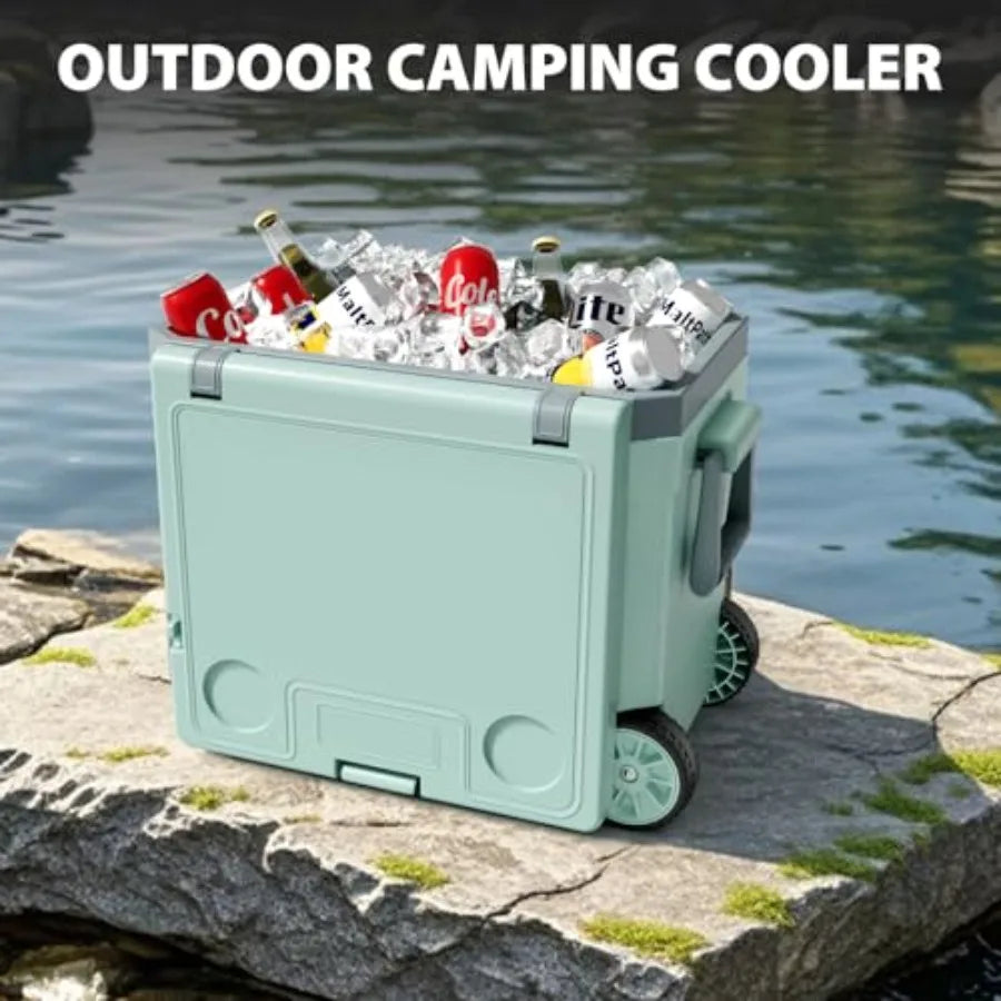 36 Quart Cooler with Wheels Ice Chests Portable Wheeled Cooler Holds Ice up to 6 Days Leak-Proof Outdoor Insulated Ulta-Light H