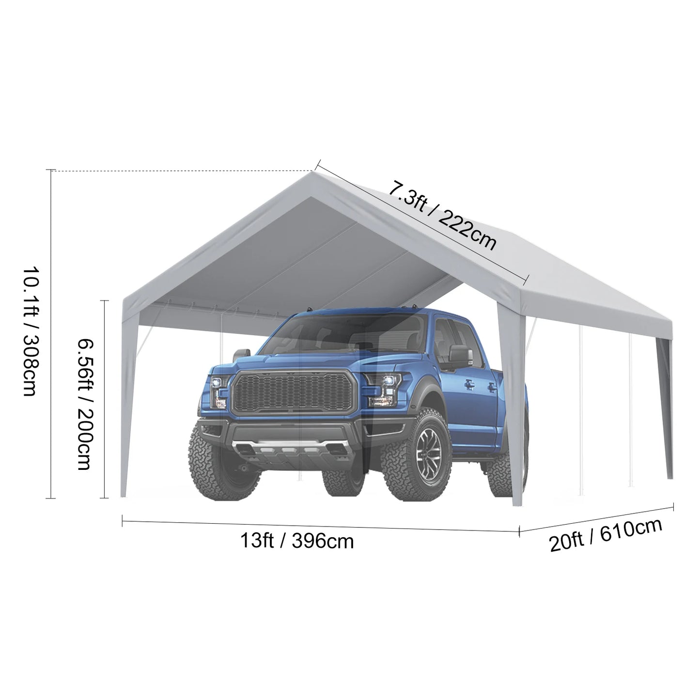 SucceBuy Carport Replacement Canopy Cover Garage Top Tent Shelter Tarp Heavy-Duty Waterproof & UV Protected (Frame Not Include)