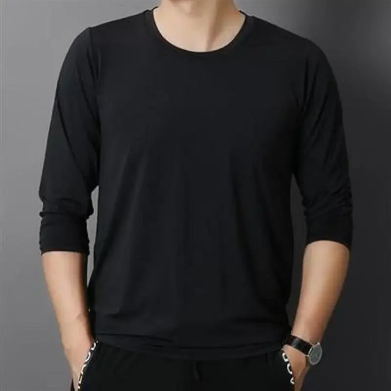 Warm Thin Fleece Underwear Set for Young Men Breathable Moisture Wicking Thermal Base Layer Clothing Long Sleeve Crew Neck