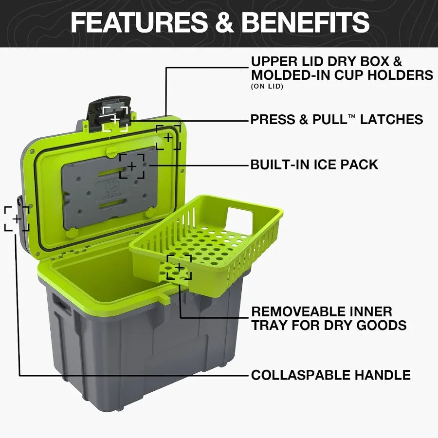 8QT Personal Cooler Dry Box for Outdoor Adventures Portable Ice Chest with Insulated Interior and Sealed Lid to Keep Items Cool