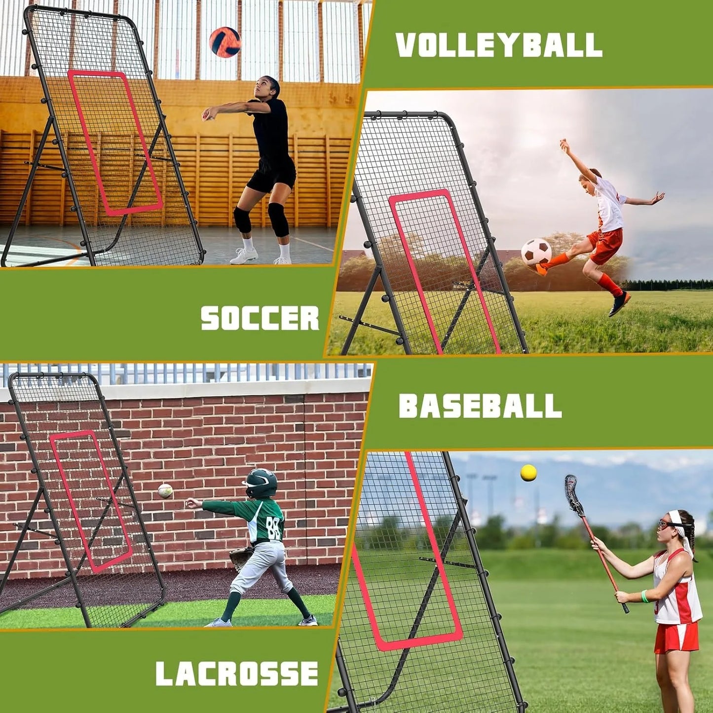 Adjustable 7x4ft Volleyball Net | Multi-Sport Training Rebounder | Lacrosse/Baseball/Soccer/Tennis Practice