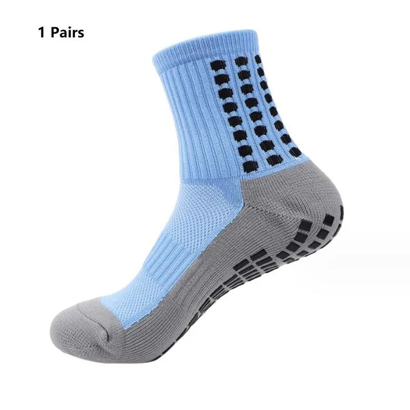 1 Pair New Men Women Non-slip Silicone Sports Soccer Socks Sweat Absorbing Breathable Football Tennis Volleyball women Yoga Sock