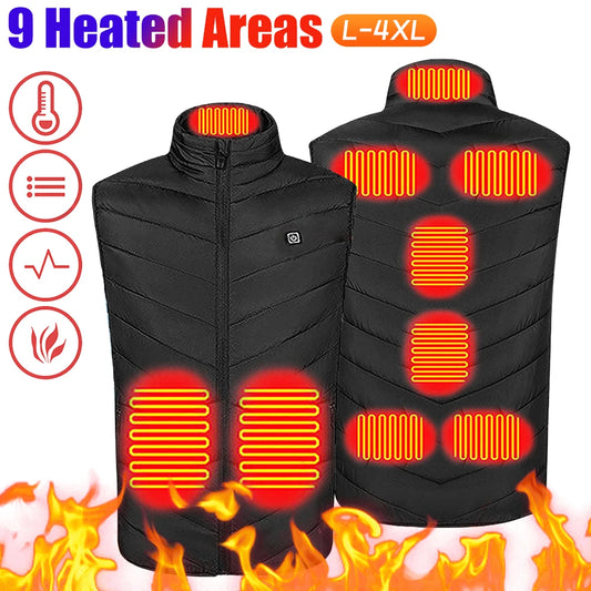 9 Heating Zones Electric Heated Jackets Winter Sportswear Heated Coat Heating Vest for Men and Women Outdoor Skiing Hiking