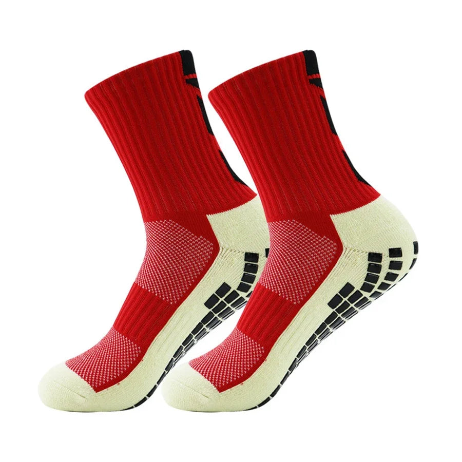 1 Pair New Men Women Non-slip Silicone Sports Soccer Socks Sweat Absorbing Breathable Football Tennis Volleyball women Yoga Sock