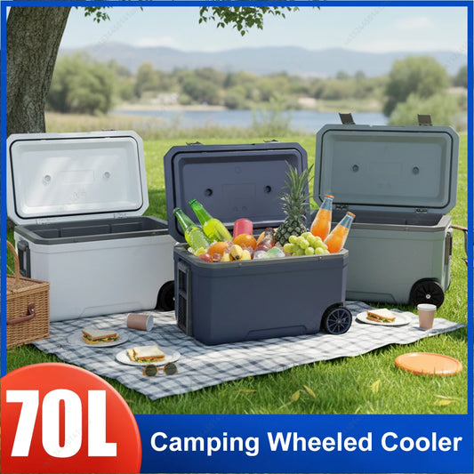 70L Large Capacity Insulated Box Outdoor Camping Cooling Fishing Refrigerated Fresh Portable Car Storage Box for Beach Drink Bev