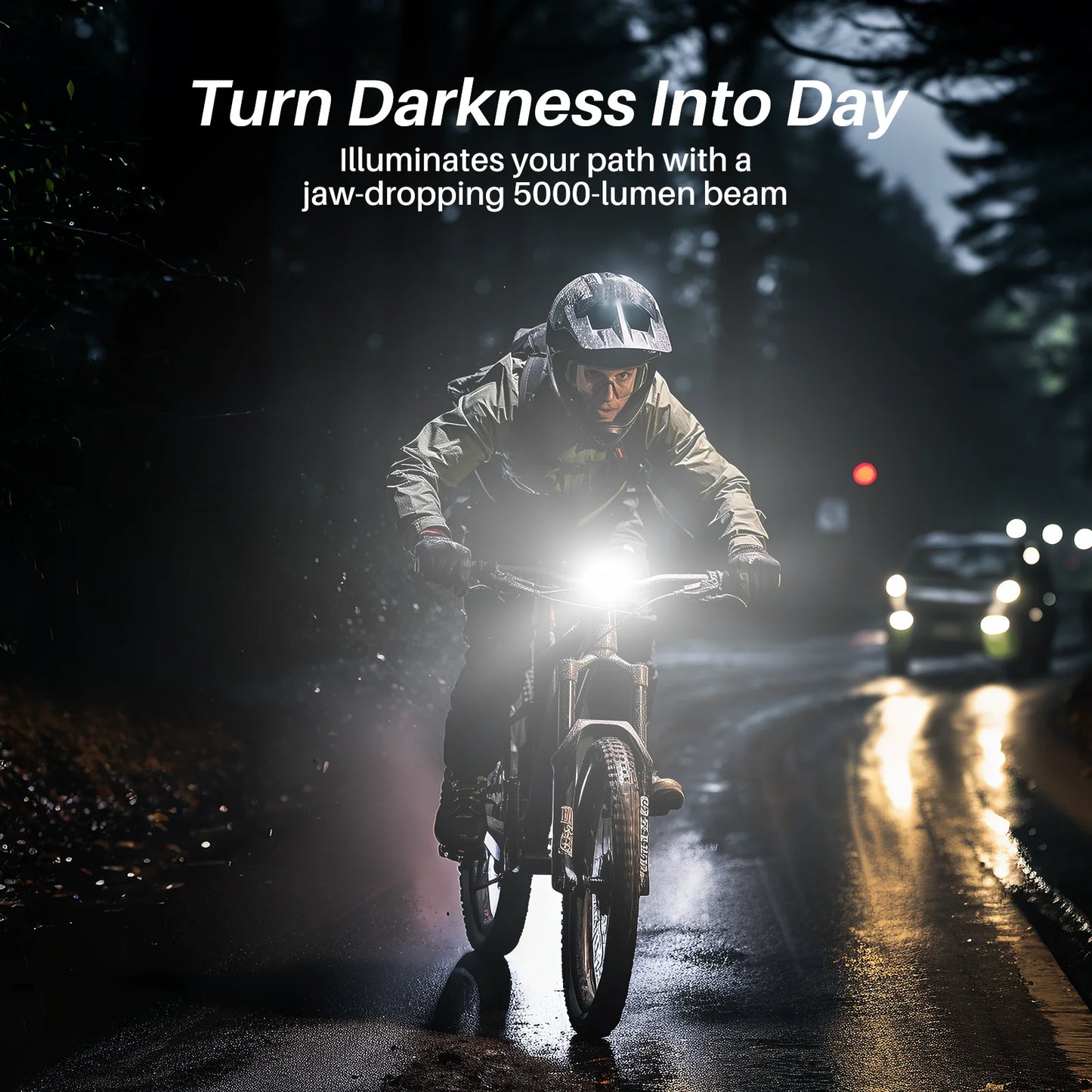 Roomark Bike Headlight 20000 mAh Waterproof Bicycle light w/ 360º visibility Head Lamp USB Rechargeable Cycling Lamp Accessories