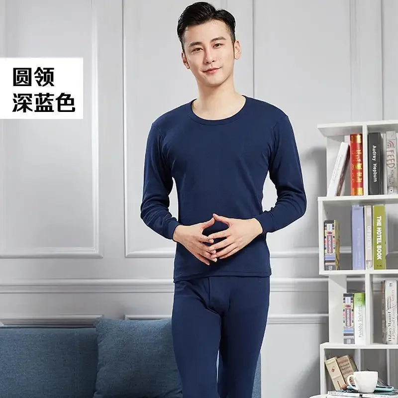Warm Thin Fleece Underwear Set for Young Men Breathable Moisture Wicking Thermal Base Layer Clothing Long Sleeve Crew Neck