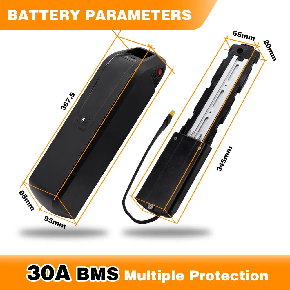 36V 48V 15Ah 20Ah Hailong Li-ion EBike Battery for 1000W 750W 500W Motor, 18650 Pack,Long Range Bicycle Battery,Fast Shipping