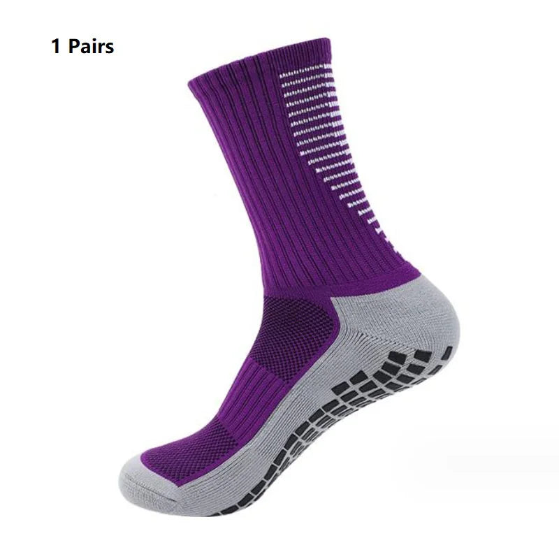1 Pair New Men Women Non-slip Silicone Sports Soccer Socks Sweat Absorbing Breathable Football Tennis Volleyball women Yoga Sock