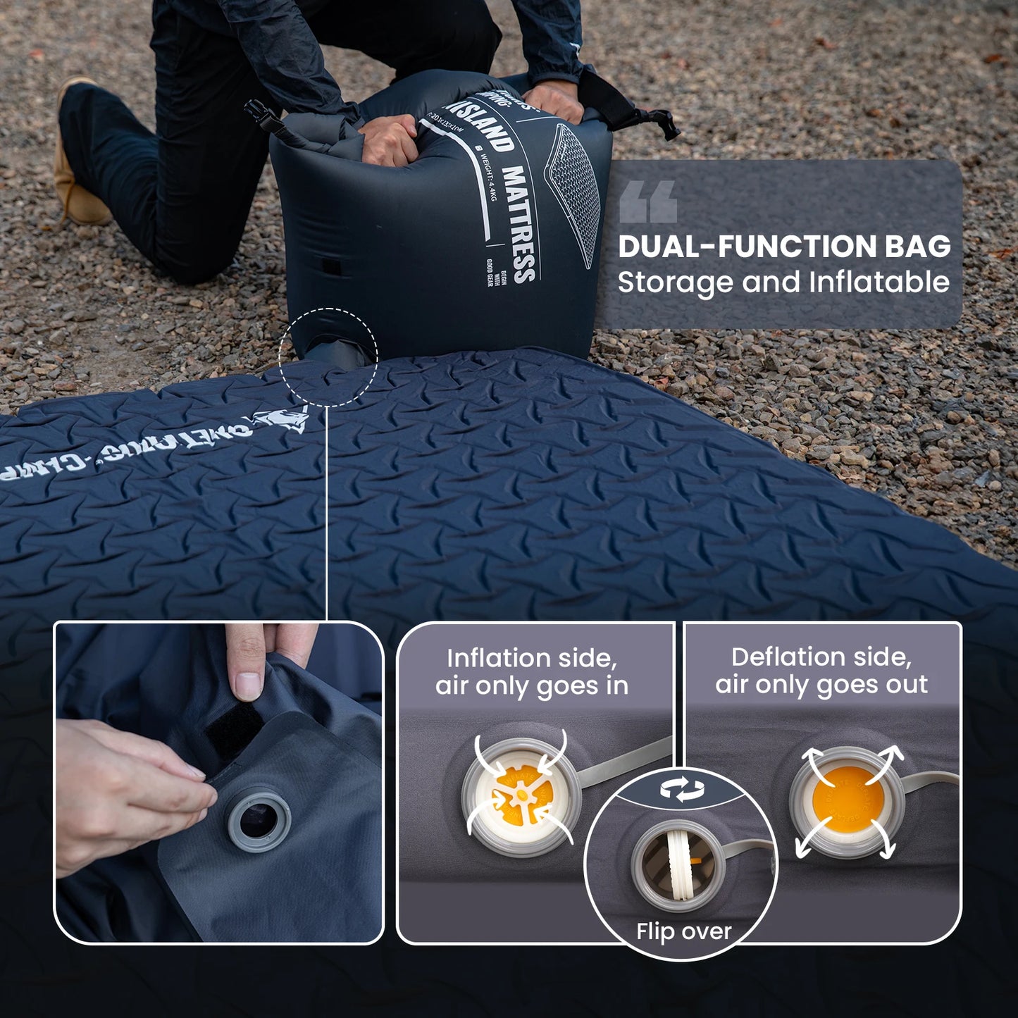 OneTigris DYNISLAND Sleeping Pad Interior Air Mattress Glamping Mats Sleeping 2 Person Camping Bed Mat Built-in Pump Camp Mat