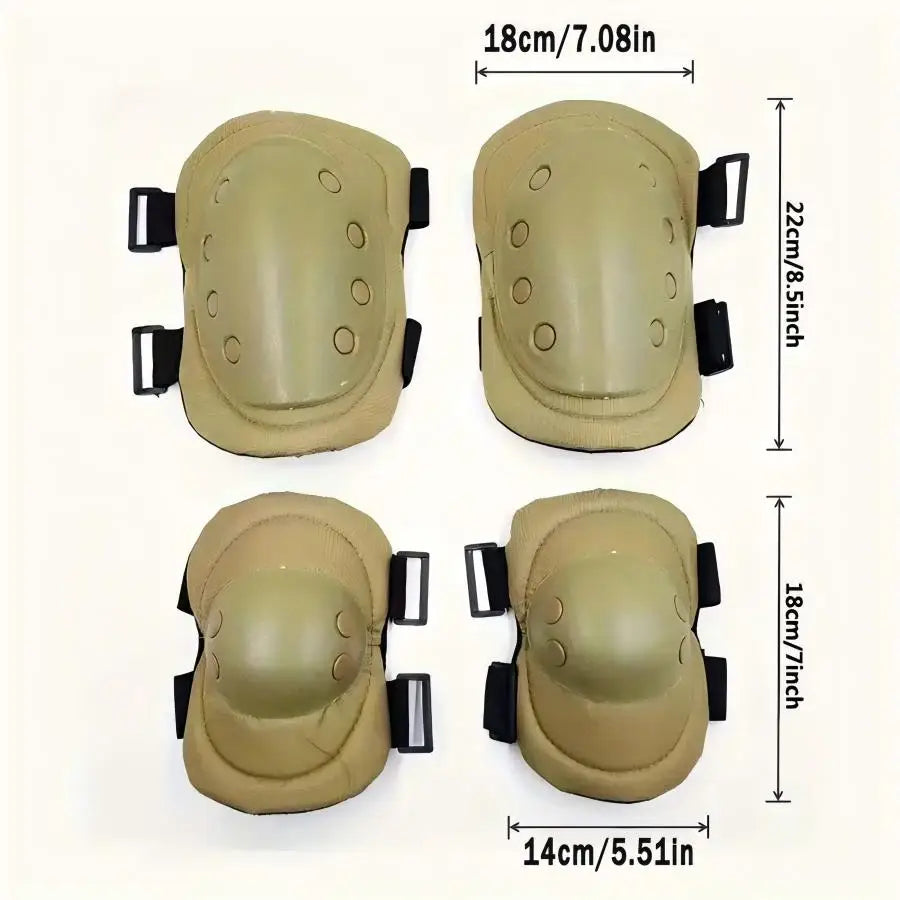 A set of Four Knees and Elbows,Airsoft Knee Elbow Protective Pads Combat Paintball Skate Outdoor Sports Safety Guard Gear