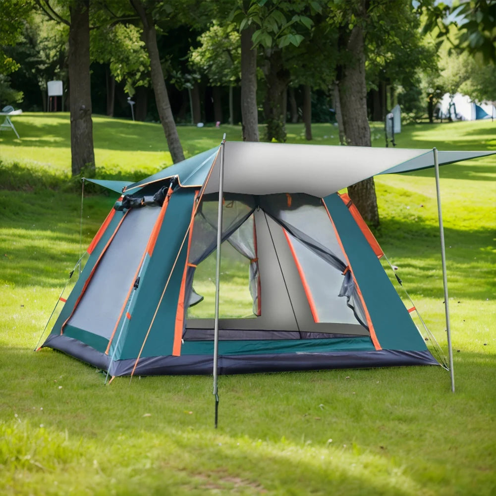 Automatic Hexagonal Tent Waterproof And Sun Proof 3 Seasons Tent With Ventilation And Wear Resistance For Family 3-4/4-6 People