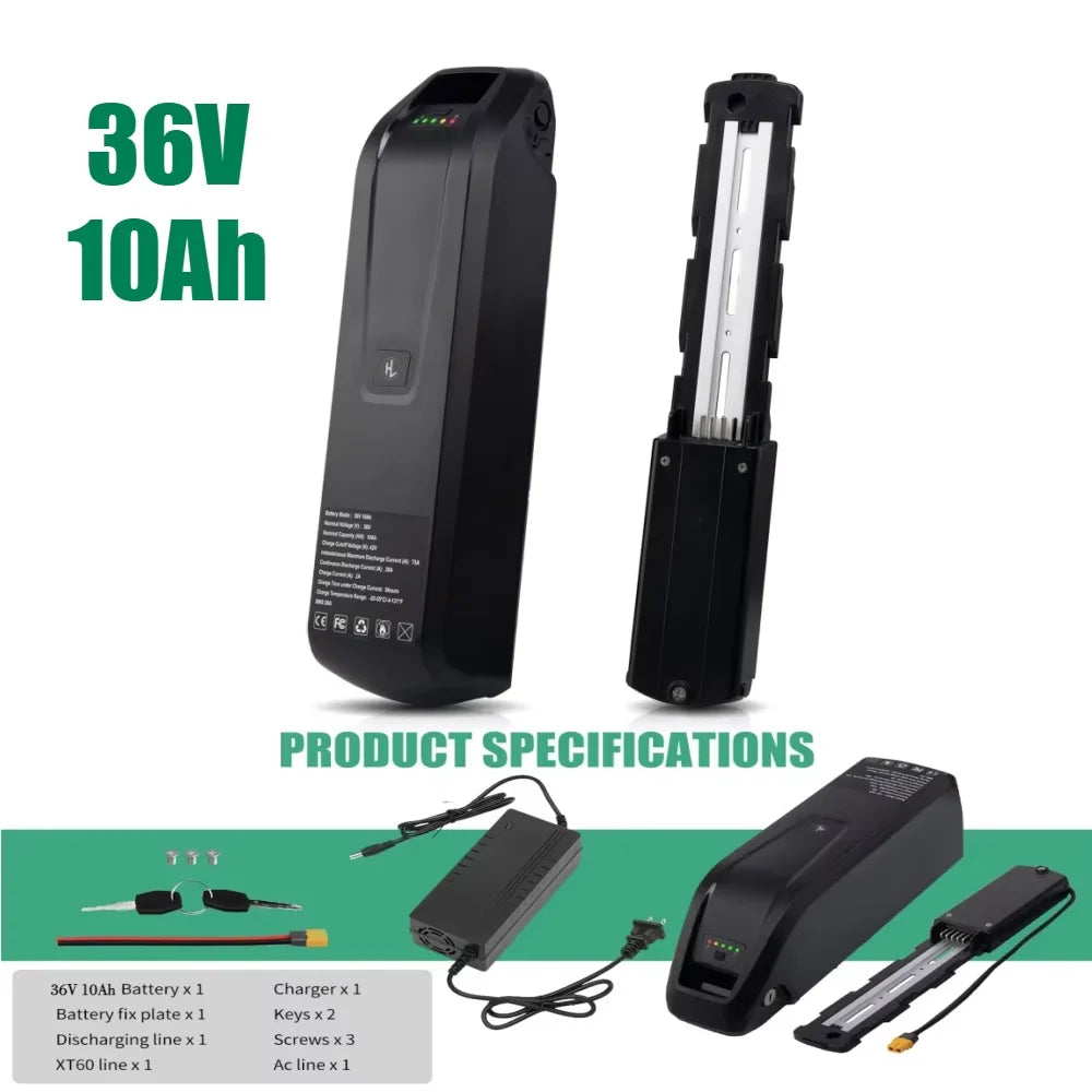 36V 48V 15Ah 20Ah Hailong Li-ion EBike Battery for 1000W 750W 500W Motor, 18650 Pack,Long Range Bicycle Battery,Fast Shipping