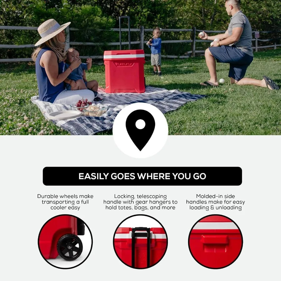 Hard Coolers Profile II Series Insulated Ice Chests with Durable Construction and Smooth-rolling Wheels Perfect for Outdoor Adv