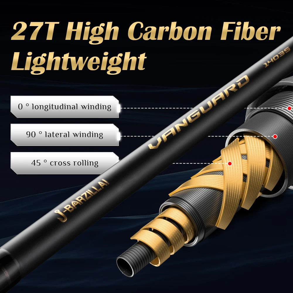 J-BARZILLAI VANGUARD Carbon Surf Spinning Fishing Rod, Ultra-Light High-Sensitivity Graphite Pole Saltwater/Onshore Surf Fishing