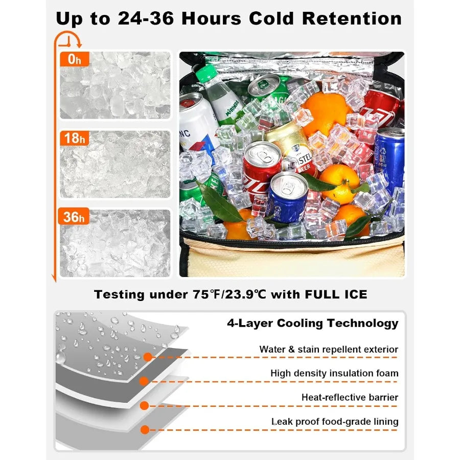 Soft Cooler with Wheels 60-Can Wheeled Cooler with Handle Leak Proof Rolling Cooler Insulated Bag with All-Terrain Cart Collaps