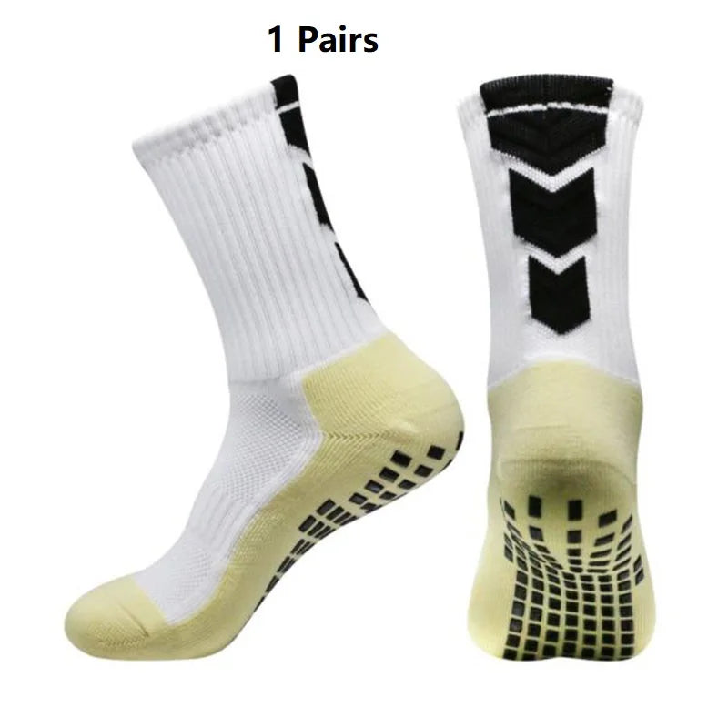 1 Pair New Men Women Non-slip Silicone Sports Soccer Socks Sweat Absorbing Breathable Football Tennis Volleyball women Yoga Sock