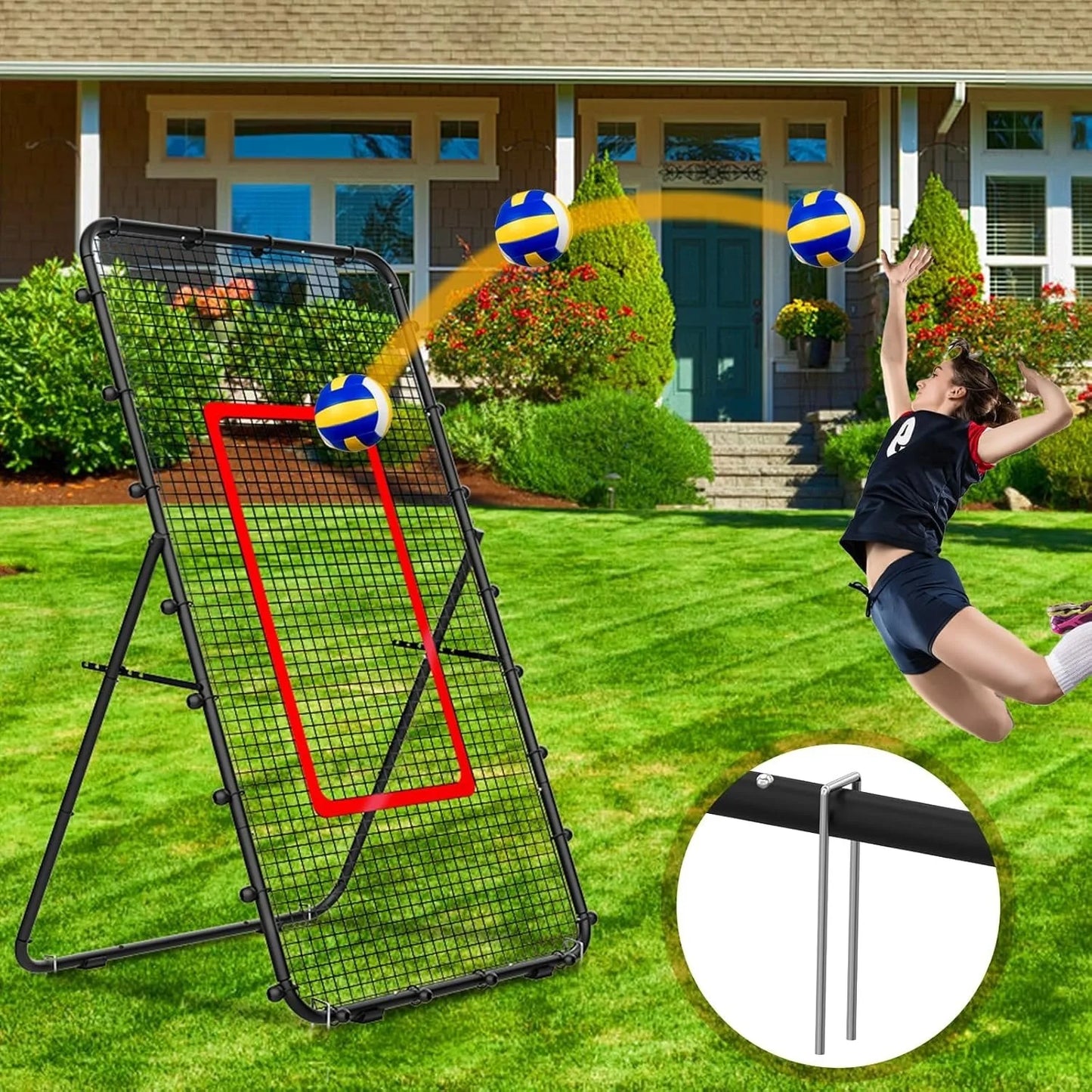 Adjustable 7x4ft Volleyball Net | Multi-Sport Training Rebounder | Lacrosse/Baseball/Soccer/Tennis Practice