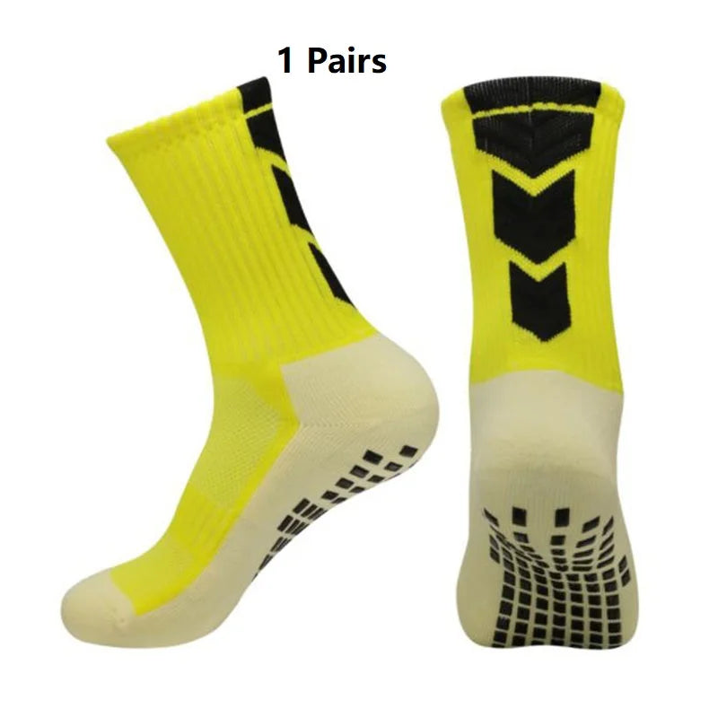 1 Pair New Men Women Non-slip Silicone Sports Soccer Socks Sweat Absorbing Breathable Football Tennis Volleyball women Yoga Sock