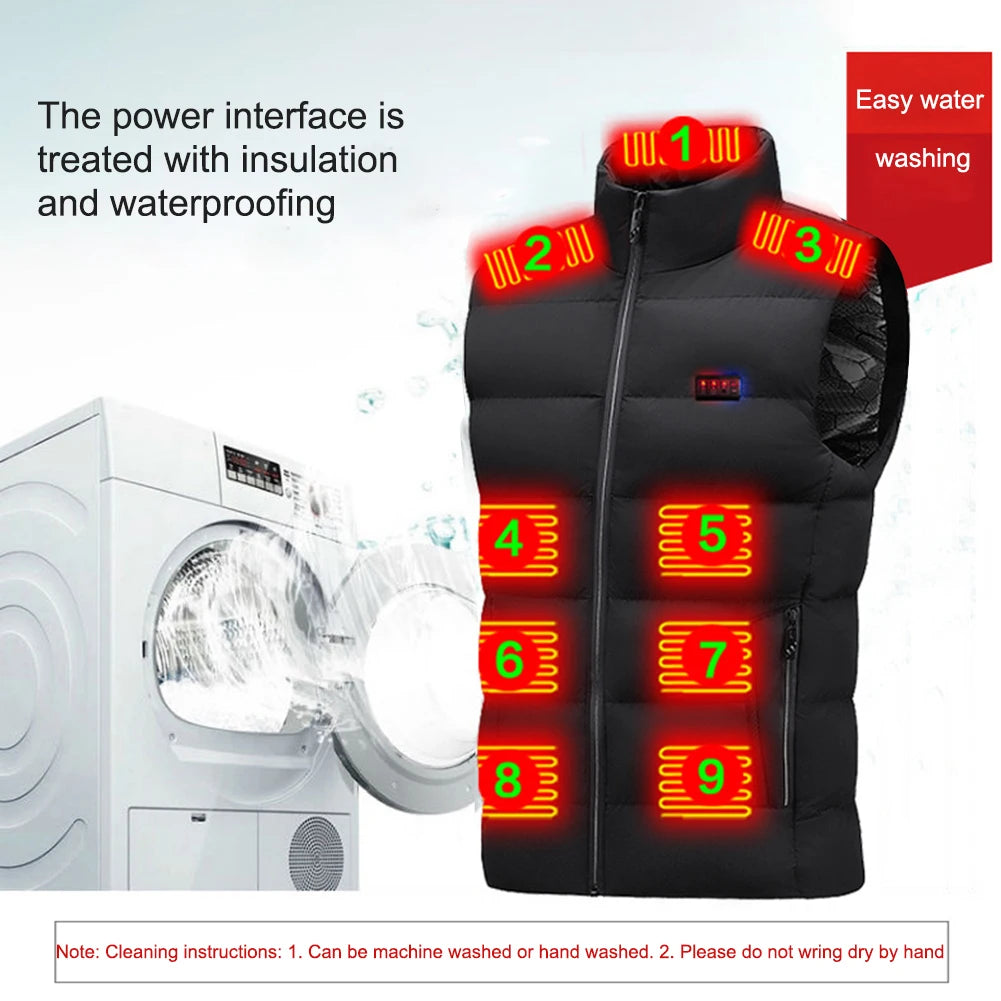 Unisex Warm Heated Vest Lightweight Electric Heating Gilet 23 Heating Zone USB Charging for Outdoor Camping Hiking