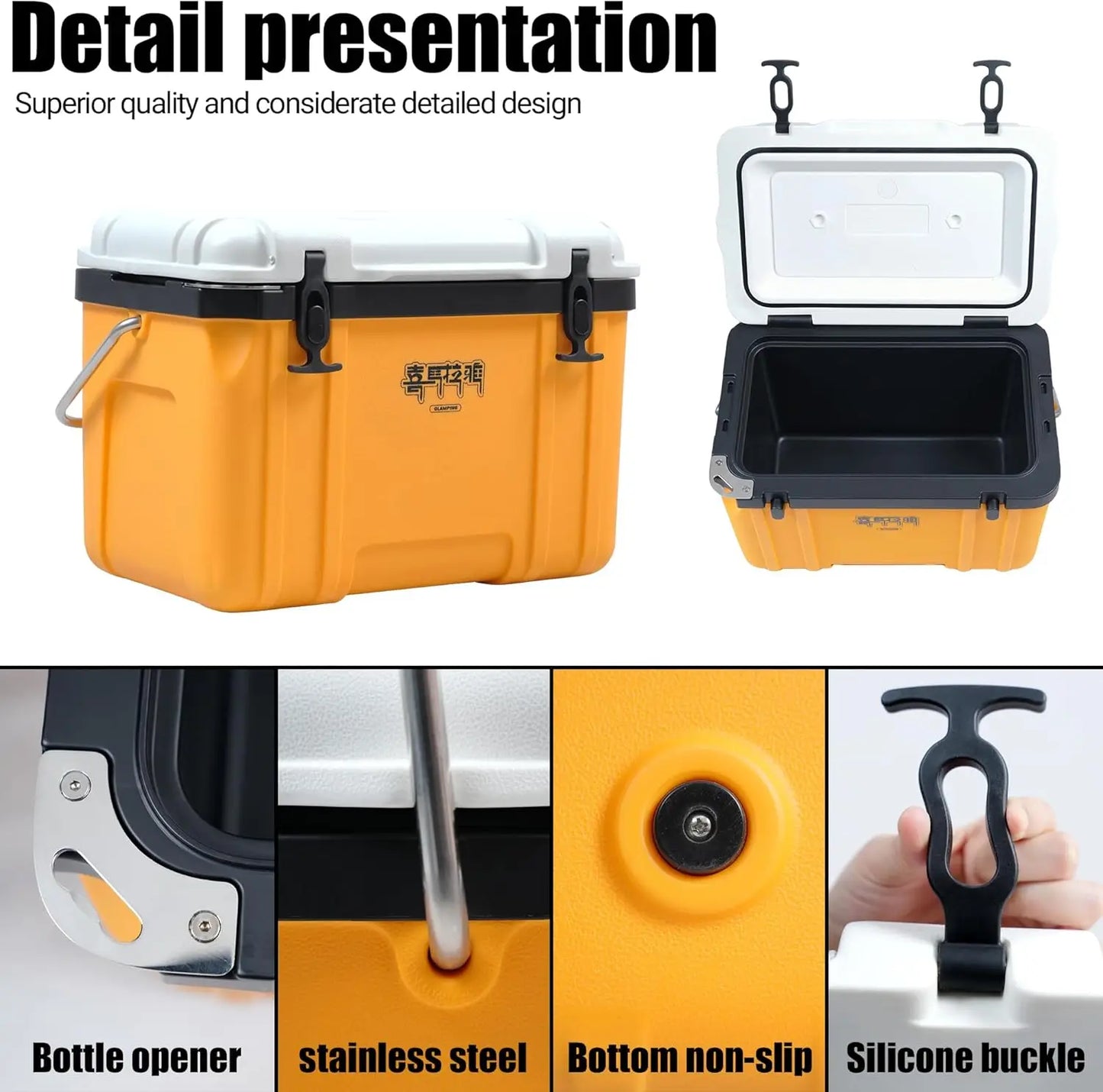 20 Quart Camp Cooler - Insulated Ice Chest 48 Hours Ice Retention Portable Handle - Bear Proof Travel Ice Box for Beach Drink BB