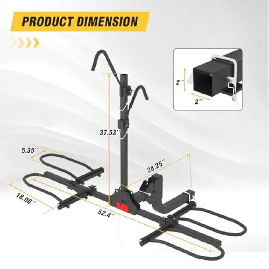 Hitch Bike Rack Wobble Free Smart Tilting Folding Bicycle Car Racks for Standard and Fat Tire E-Bikes 2-Bike 200 lbs Capacity 2