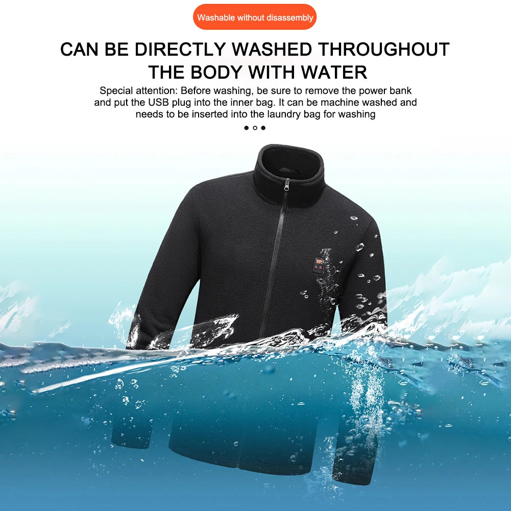 9 Heated Area Heated Insulated Jackets USB Charging Heated Zip Up Coat 3 Gear Temperature Heating Jackets Coat for Hiking Skiing