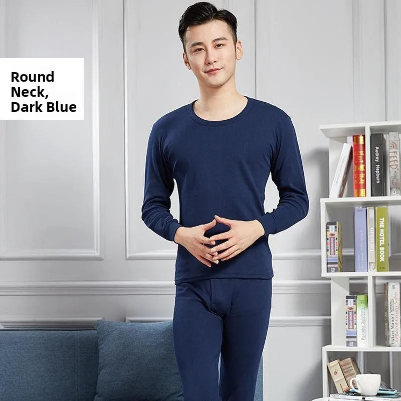 Warm Thin Fleece Underwear Set for Young Men Breathable Moisture Wicking Thermal Base Layer Clothing Long Sleeve Crew Neck