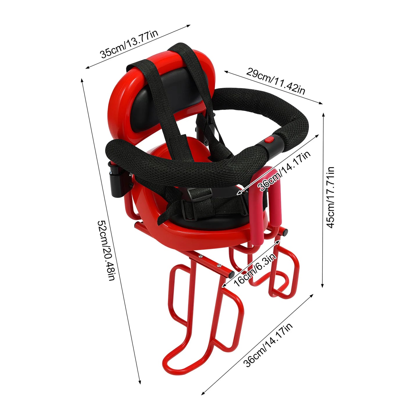 Universal Rear Child Bike Seat Steel Frame Safety Harness for 6M-6Y Kids on MTB Road E-Bike Safe Bike Child Seat