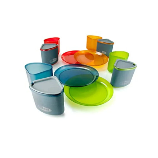 Infinity 4 Person Compact Nesting Tableset for Ultra-Light and Compact with Cup Bowls and Plates for Camping RV or BBQ