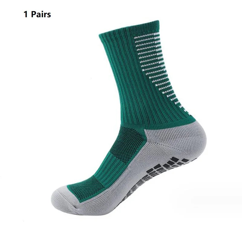 1 Pair New Men Women Non-slip Silicone Sports Soccer Socks Sweat Absorbing Breathable Football Tennis Volleyball women Yoga Sock