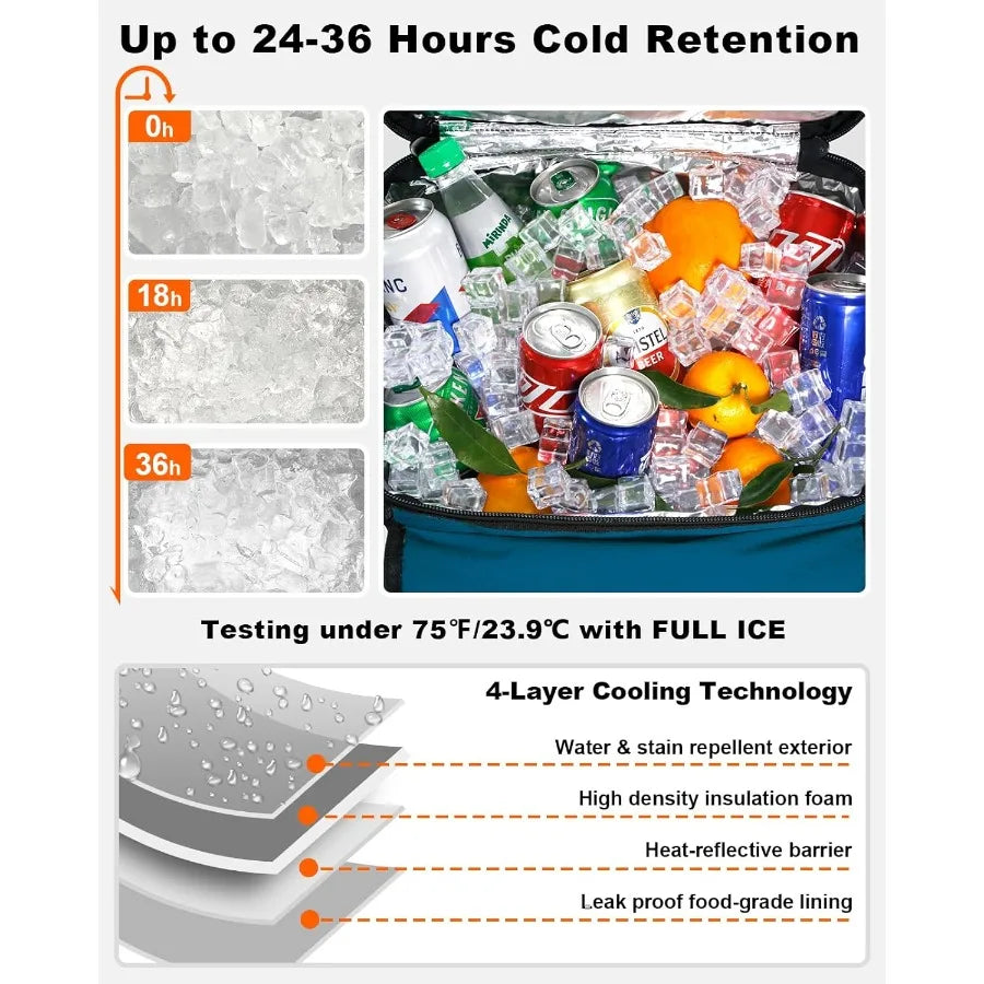 Soft Cooler with Wheels 60-Can Wheeled Cooler with Handle Leak Proof Rolling Cooler Insulated Bag with All-Terrain Cart Collaps