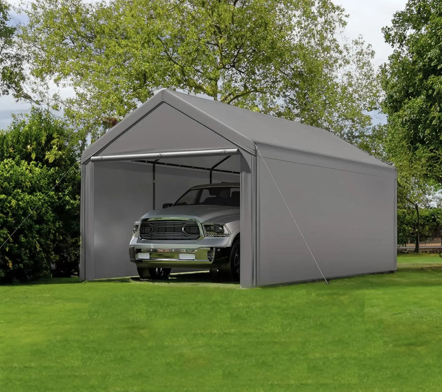 Carport 10x20 Ft Heavy Duty Canopy Steel Canopy Storage Shed,Portable Garage Party Tent, All-Season Tarp for Carport (Grey)