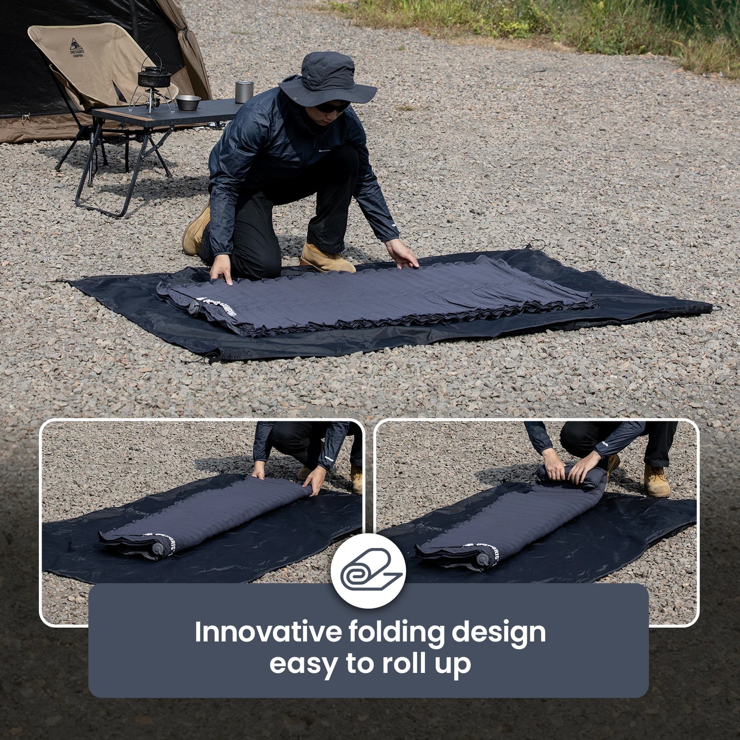 OneTigris DYNISLAND Sleeping Pad Interior Air Mattress Glamping Mats Sleeping 2 Person Camping Bed Mat Built-in Pump Camp Mat