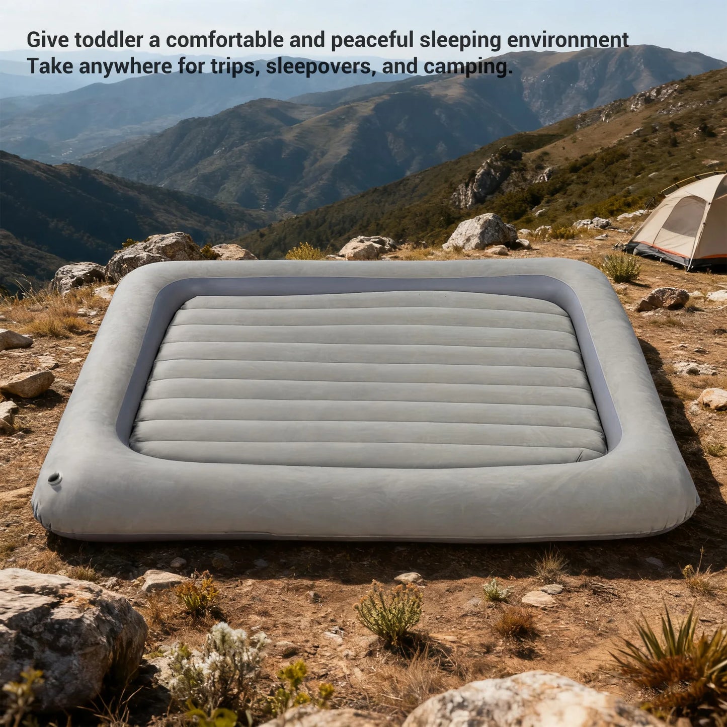 Inflatable Toddler Travel Camping Bed Air Mattress Set Portable Blow Up Detachable 2 Sided Inflatable Mattress for Boys Girls