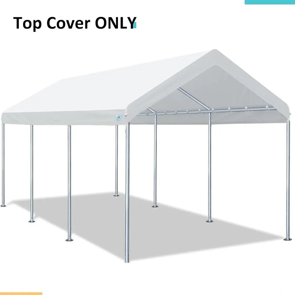 Upgraded Carport Replacement Canopy Cover Tent Garage Shelter Heavy-Duty Waterproof UV-Resistant Top Tarp with Bungee Cords