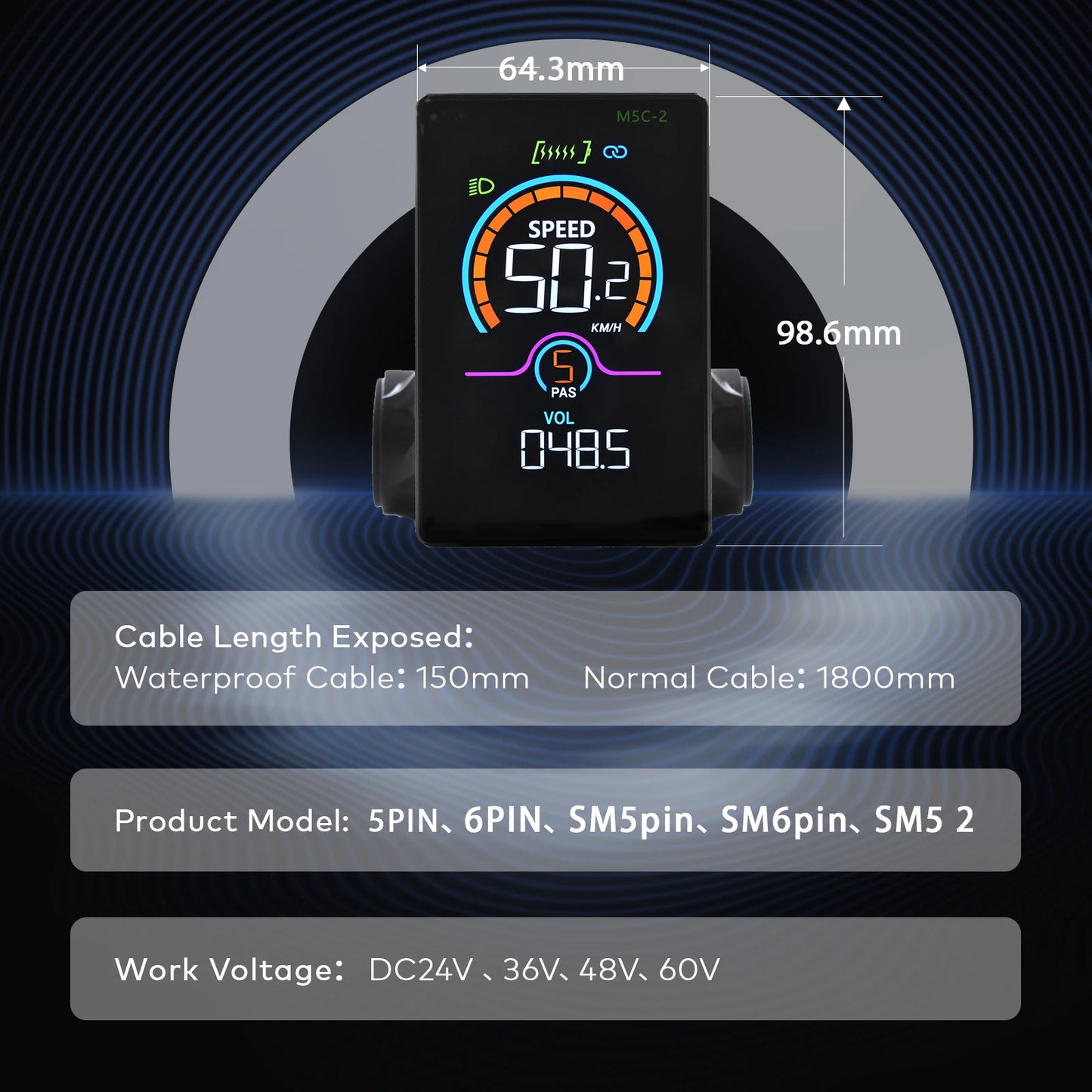 [Haytrix-US] Fatbike V20 Screen EBike LCD Display Bicycle Speedometer Cycling Computer for Bikes Accessories