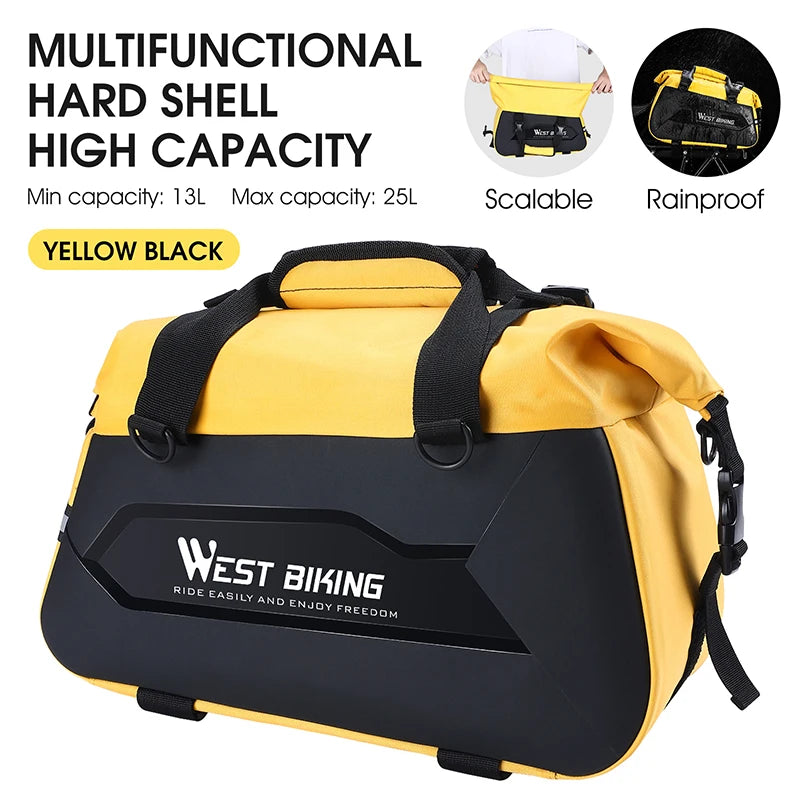 WEST BIKING Portable Bicycle Trunk Bag  Expandable 13-25L Bike Cargo Carrier Bag Waterproof Cycling Rear Rack Suitcase Accessory