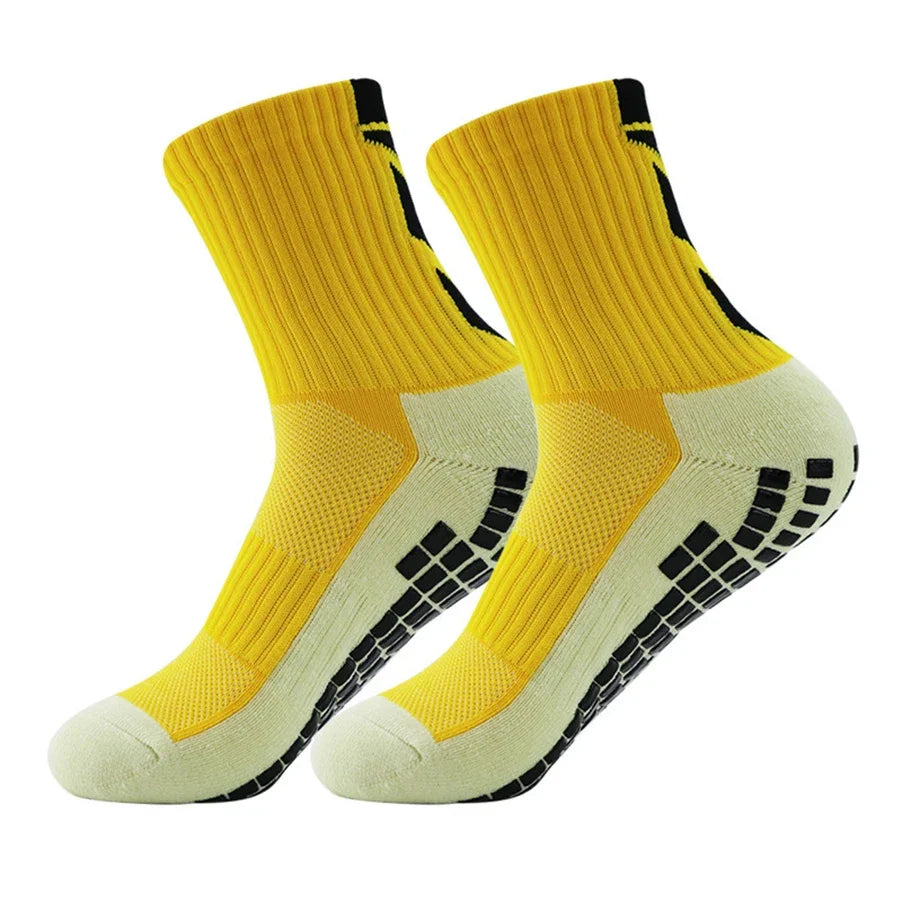 1 Pair New Men Women Non-slip Silicone Sports Soccer Socks Sweat Absorbing Breathable Football Tennis Volleyball women Yoga Sock