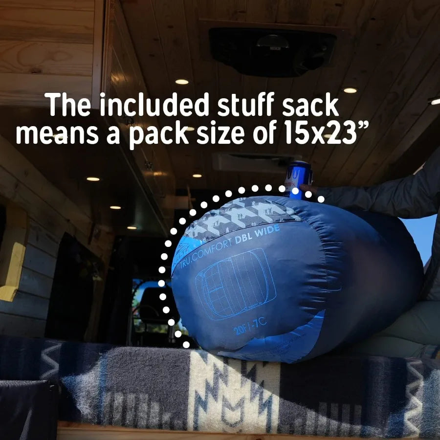 Comfort Doublewide 20 Degree Sleeping Bag Two Person Synthetic Camping Sleeping Bag for Couples Family Camping in Outdoor A