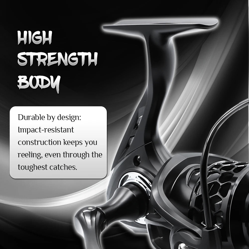 ROOBLINOS GTA2 Spinning Reel - 5+1 Bearings, 5.2:1 Gear Ratio, 15LB Drag Force, Metal Body with Anti-Reverse System