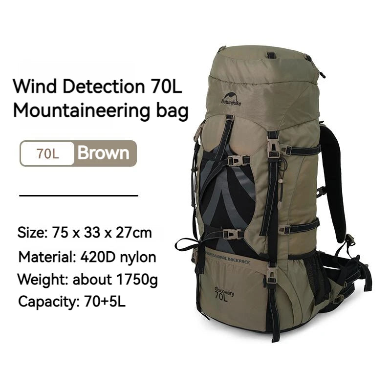 Naturehike Outdoor Backpack 70+5L Hiking Bag Rain Cover Nylon Sports Waterproof Camping Climbing Rucksack With Rainproof Cover
