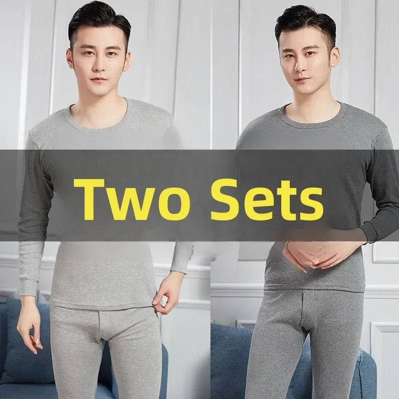 Warm Thin Fleece Underwear Set for Young Men Breathable Moisture Wicking Thermal Base Layer Clothing Long Sleeve Crew Neck