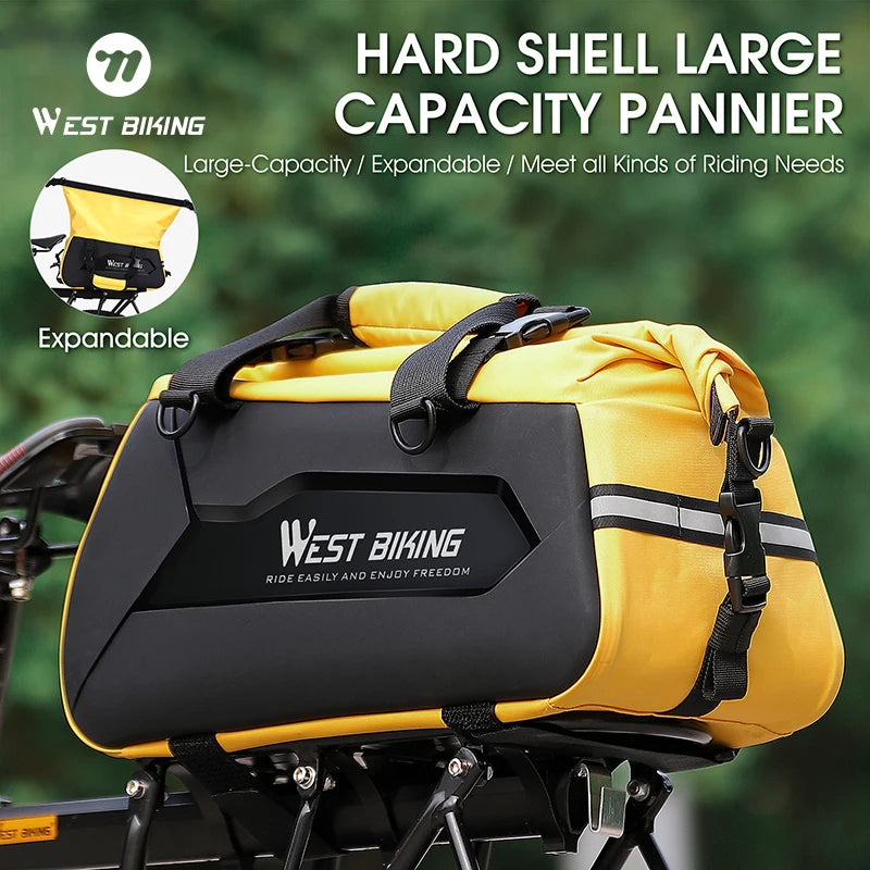 WEST BIKING Portable Bicycle Trunk Bag  Expandable 13-25L Bike Cargo Carrier Bag Waterproof Cycling Rear Rack Suitcase Accessory