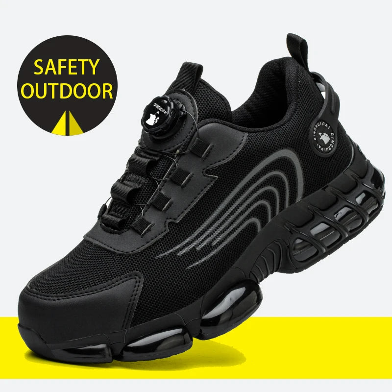 Steel toe cap, non-lacing, anti-impact and anti-puncture casual work shoes