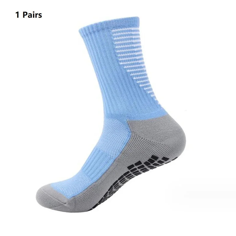 1 Pair New Men Women Non-slip Silicone Sports Soccer Socks Sweat Absorbing Breathable Football Tennis Volleyball women Yoga Sock