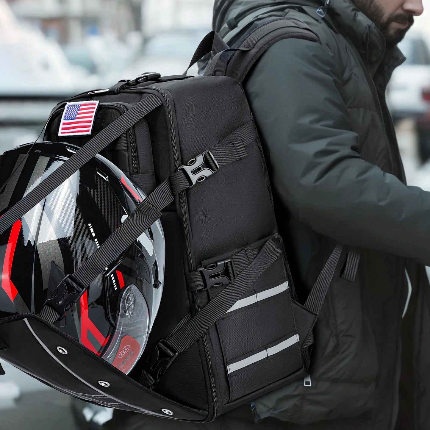 Motorcycle Helmet Backpack Large Capacity Waterproof Helmet Holder Cycling Riding Helmet Backpack Travel Bag  Motorbike Bag